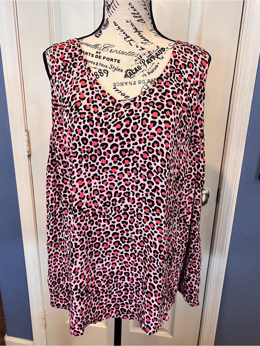 torrid Pink and Black Leopard Print V-Neck Tank animal print